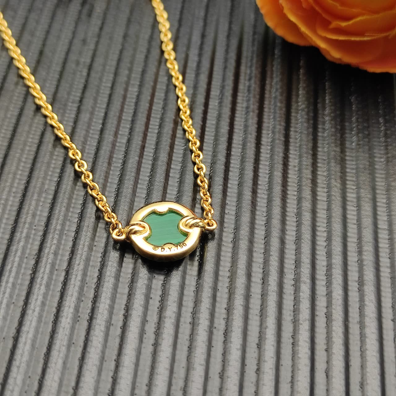 David Yurman Elegant Gold and Malachite Bracelet with Diamond Accents